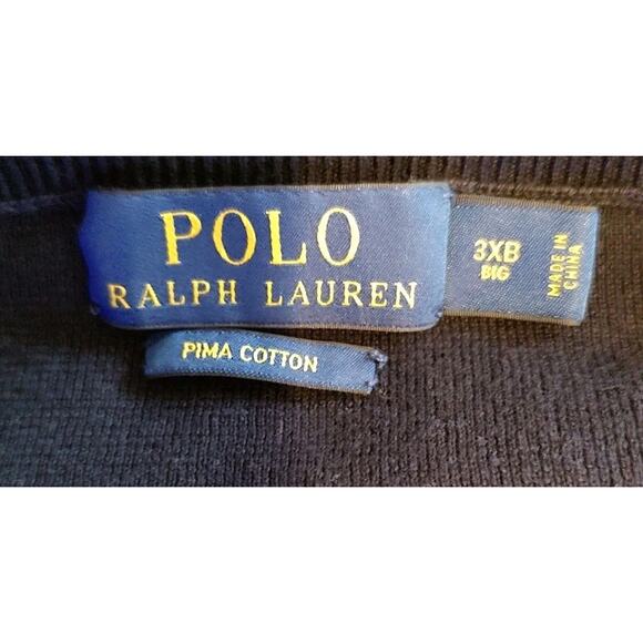Men's Polo Ralph Lauren Sweater Vest Navy Blue Pima Cotton V Neck Knit - 3XB - Picture 3 of 5